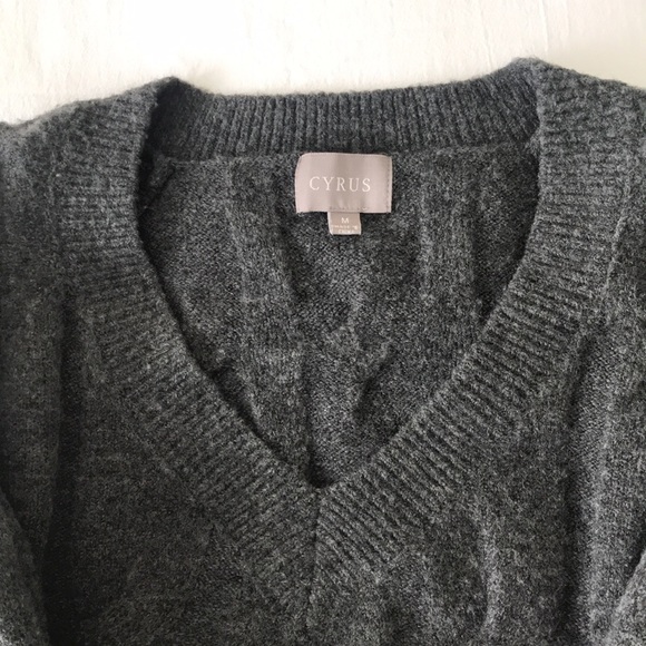 NWOT Charcoal Grey Acrylic Blend V Neck Boxy Sweater Size M - Picture 4 of 11
